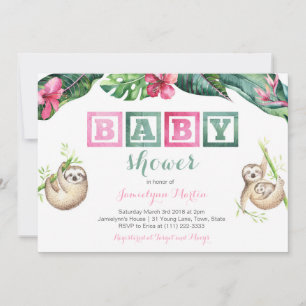 Convite Partido do Chá de fraldas de Folhagem Tropical Sl