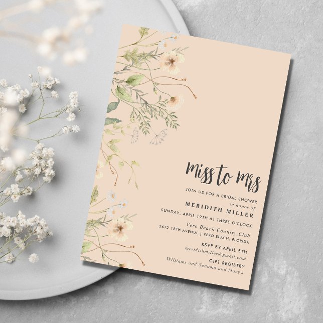 Convite Partido do Chá de panela de Flor Selvagem (Wildflower Bridal Shower Party Invitation)