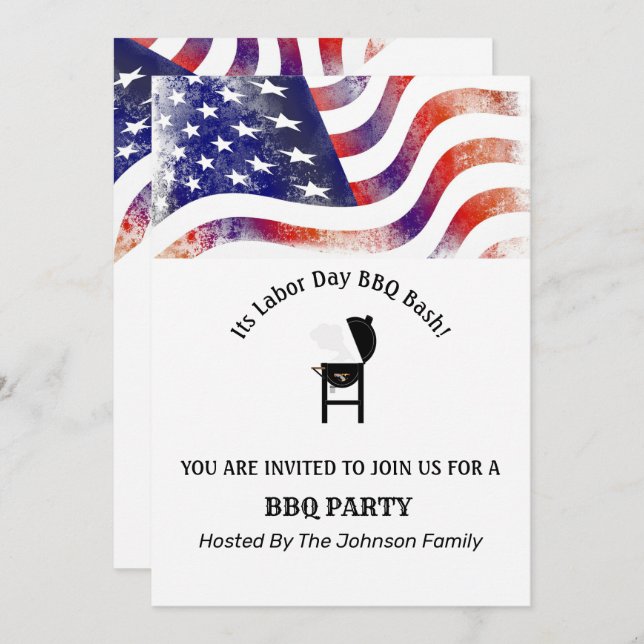 Convite Partido do CHURRASCO do Dia do Trabalhador com Ban (Frente/Verso)