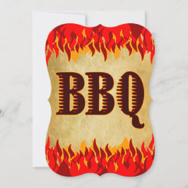 Convite Partido do CHURRASCO Ocidental das Chamas Vermelha