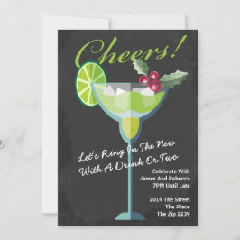 Convite Partido do Cocktail Verde de Ano Novo Personalizad