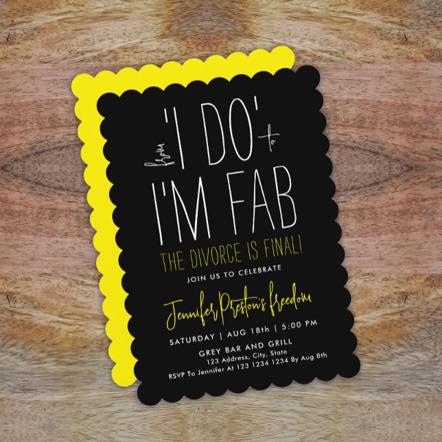 Convite Partido do Divórcio Amarelo Branco Negro Na moda M (Criador carregado)