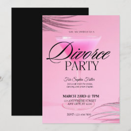 Convite Partido do Divórcio de Vidro Martini Rosa