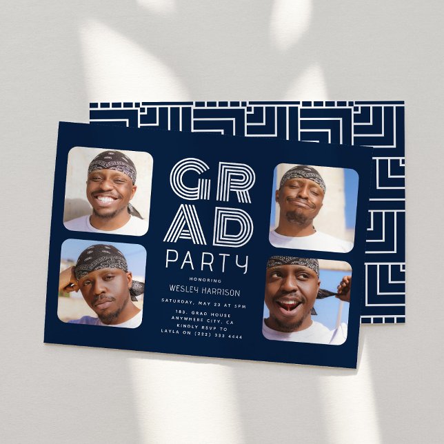 Convite Partido do FORMANDO de Colagem de Fotos do Formand (Criador carregado)