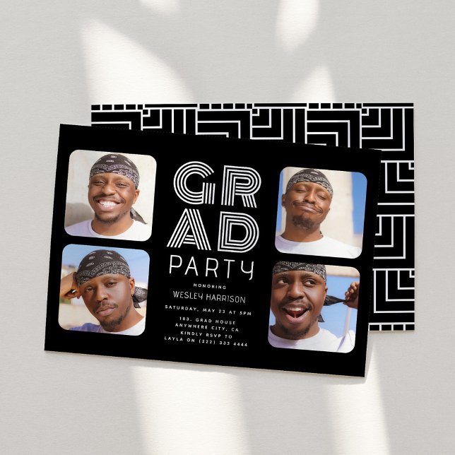 Convite Partido do FORMANDO de Colagem de Fotos do Formand (Criador carregado)
