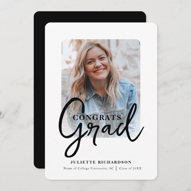 Convite Partido do Formandos de Fotografia Branco Preto Mo (Frente/Verso)