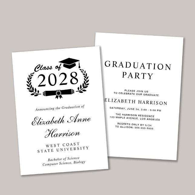 Convite Partido do Formandos de Script Elegante (An elegant college graduation party invitation to celebrate the graduate's achievements)