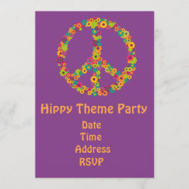 Convite partido do hippy de flower power do tema 60s