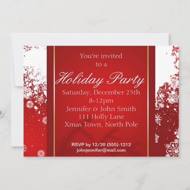 Convite Partido do inverno do feriado do floco de neve do (Frente)