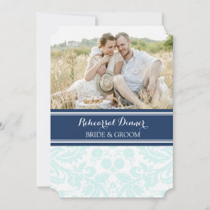 Convite Partido do jantar de ensaio da foto do damasco dos