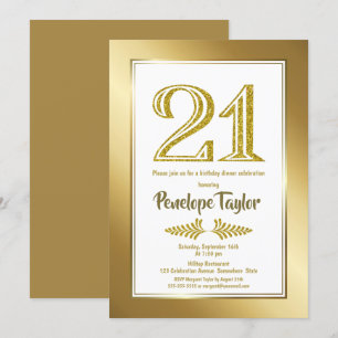 Convite Partido do Janto aniversário de 21 anos Dourado