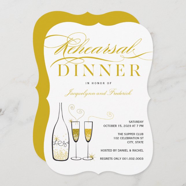 Convite Partido do Janto de Ensaio de Casamento Chic com C (Frente/Verso)