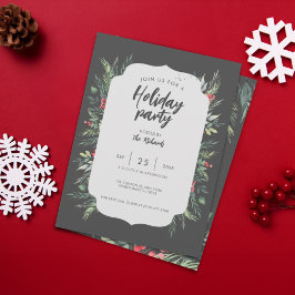 Convite Partido do Janto de Natal com Folhagem Botânica