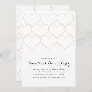 Convite Partido do Janto do Coração Moderno Dourado