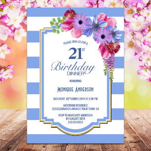 Convite Partido do Janto Floral aniversário de 21 anos Pur