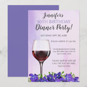 Convite Partido do Janto Violetas e Vidro aniversário de 3