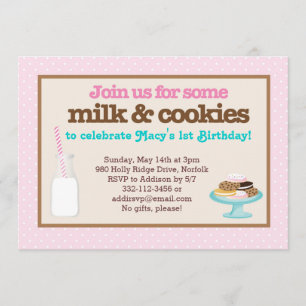 Convite Partido do leite & dos biscoitos (rosa)