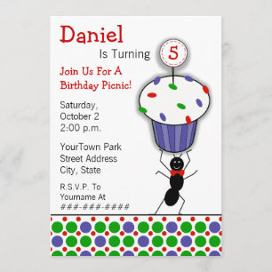 Convite Partido do piquenique do aniversário das criança