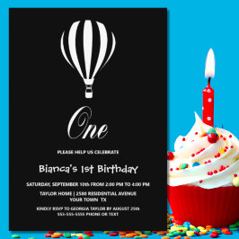 Convite Partido do primeiro aniversario Balão de Ar Quente