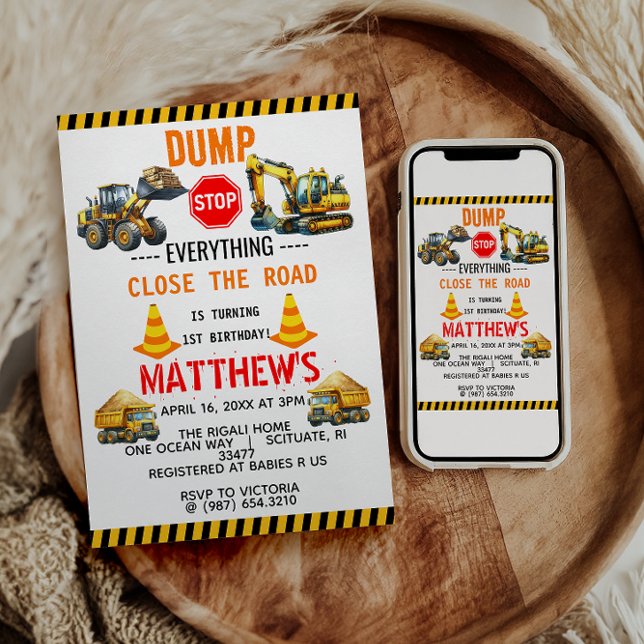 Convite Partido do primeiro aniversario de Caminhão de Con (Criador carregado)