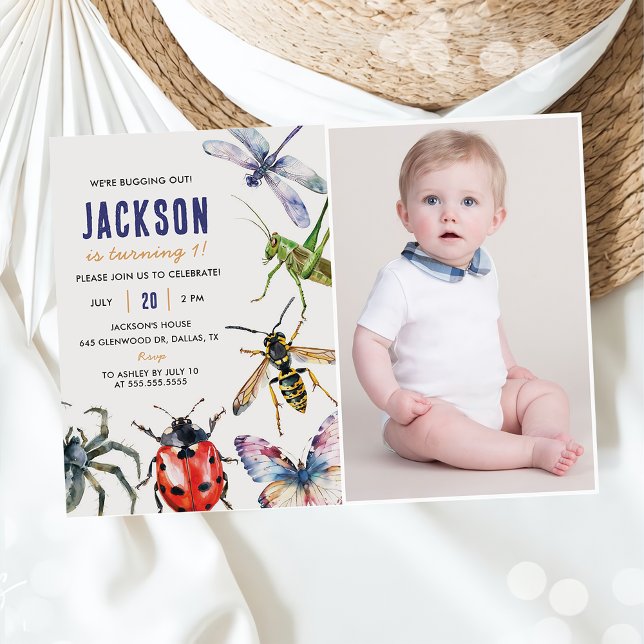 Convite Partido do primeiro aniversario de Insetos da Natu (Criador carregado)