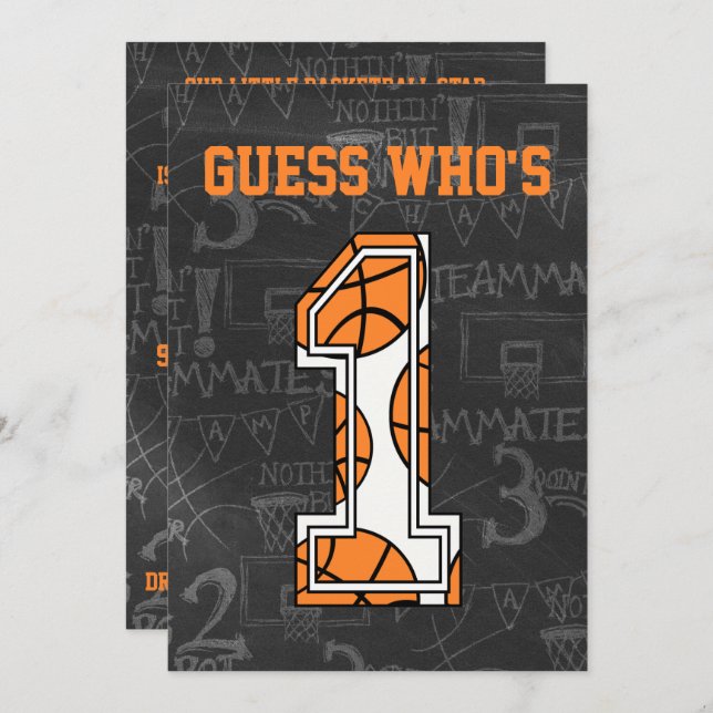 Convite Partido do primeiro aniversario de Quadro de Basqu (Frente/Verso)