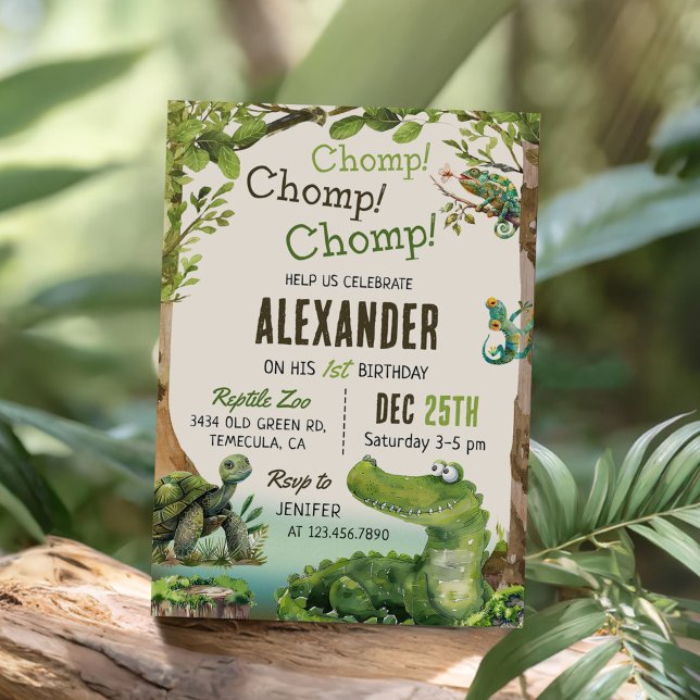 Convite Partido do primeiro aniversario de Réptil do Swamp (Criador carregado)