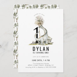 Convite Partido do primeiro aniversario do Tema Dinossauro