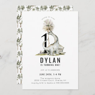 Convite Partido do primeiro aniversario do Tema Dinossauro