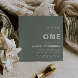 Convite Partido do primeiro aniversario Verde Formal Minim