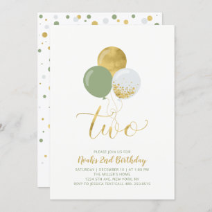 Convite Partido do segundo aniversário dos Balões Verdes e