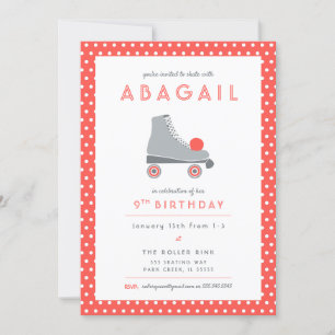 Convite Partido do Skate do cilindro - Coral