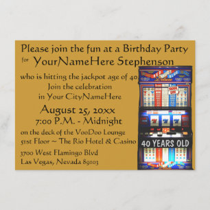 Convite Partido do tema do casino com slot machine