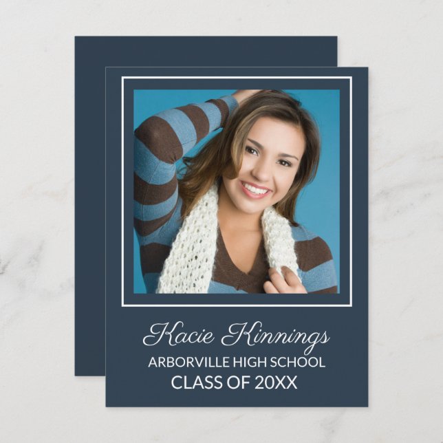 Convite Partido do Tronco de Fotos Branco e Azul do marinh (Frente/Verso)