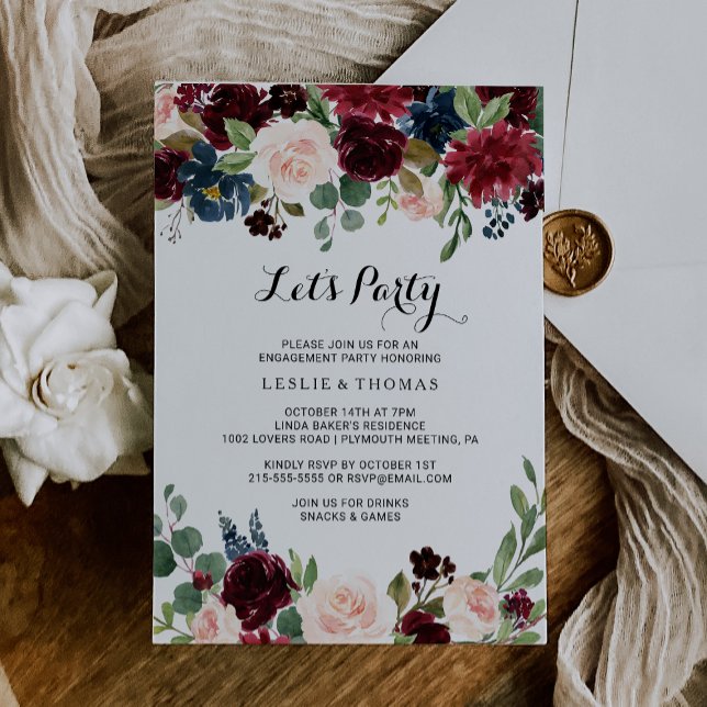 Convite Partido do Vamos Russo do Outono - Dazzling Burgun (Criador carregado)