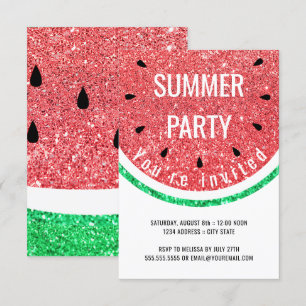 Convite partido do verão da melancia do brilho do falso
