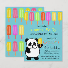 Convite Partido do verão do urso de panda com Popsicles