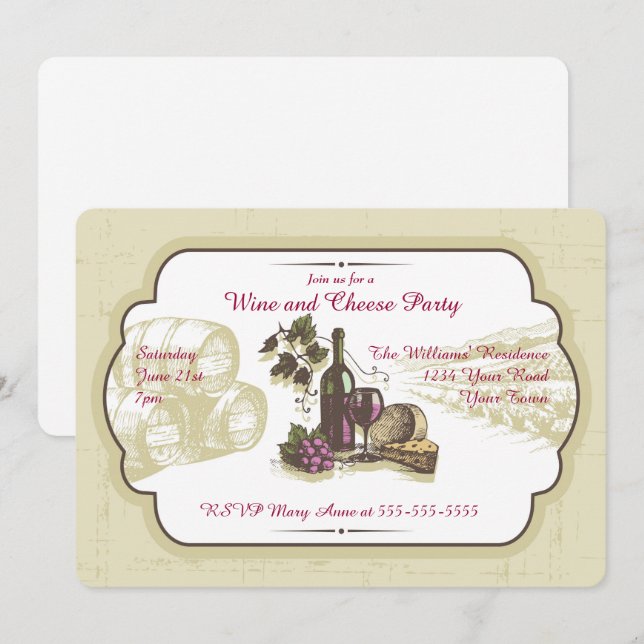 Convite Partido do vinho e do queijo (Frente/Verso)