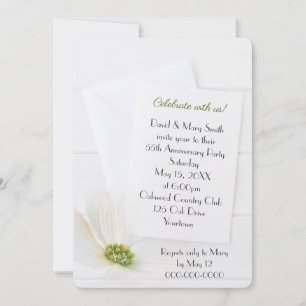 Convite Partido dos 55 anos brancos Cosmos em Madeira Bran