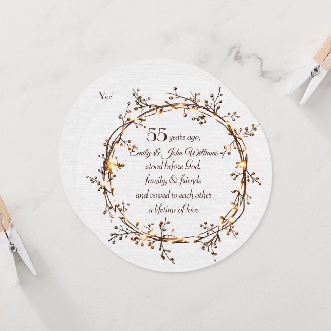 Convite Partido dos 55 anos brilhando outono, Berry Wreath (Frente/Verso In Situ)