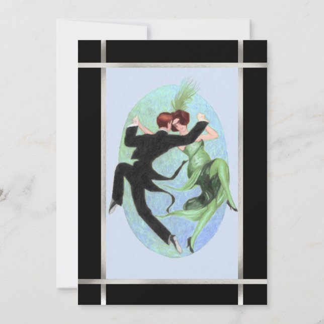 Convite Partido dos Cocktail, Casal de dança dos anos 20 (Verso)