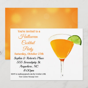 Convite Partido dos Cocktail Elegante de Orange e Black Ha