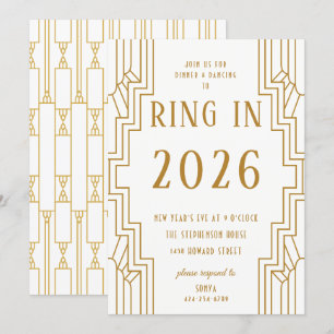 Convite Partido Dourado da véspera de Ano Novo do quadro