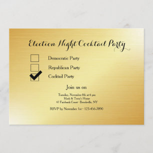 Convite Partido Dourado do Cocktail Noturno