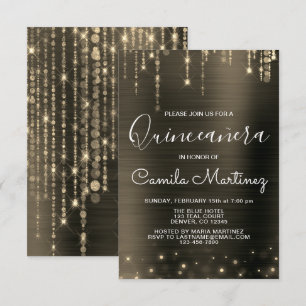 Convite Partido Dourado Moderno da Quinceanera