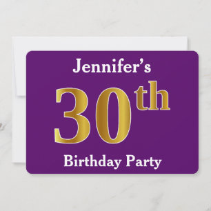 Convite Partido Dourado Roxo, Faux; Nome Personalizado