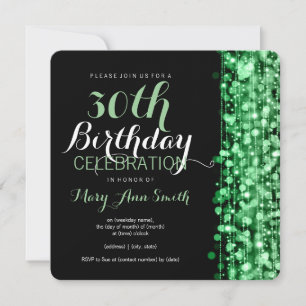 Convite Partido Elegante aniversário de 30 anos brilha ve