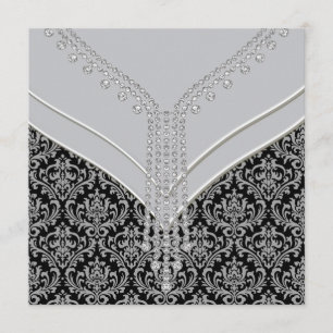 Convite Partido Elegante Black Damask