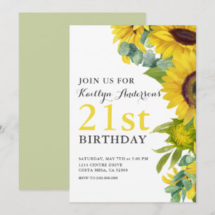 Convite Partido Elegante de aniversário de 21 anos de Gira
