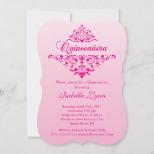 Convite Partido Elegante de Ombre Rosa Quinceañera